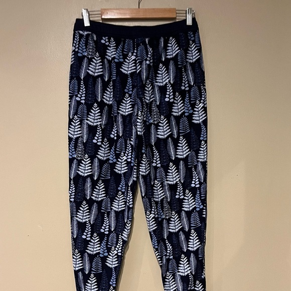 Garnet Hill Blue Fern Print Flannel Jogger Pants Pima Cotton Loungewear Size S - Picture 4 of 8
